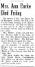 Ann Burke; obituary