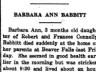 Barbara Ann Babbitt; obituary