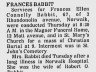 Frances Ellen Connelly Babbit; obituary