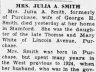 Julia A Smith; obituary