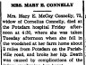 Mary E Connelly; obituary