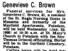 Genevieve C Brown; obituary