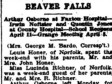 31 March 1932, p. 2, col. 4, para. 19; living in Beaver Falls