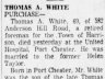 Thomas A White; obituary