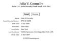 Julia V Connelly; death 21 November 1994